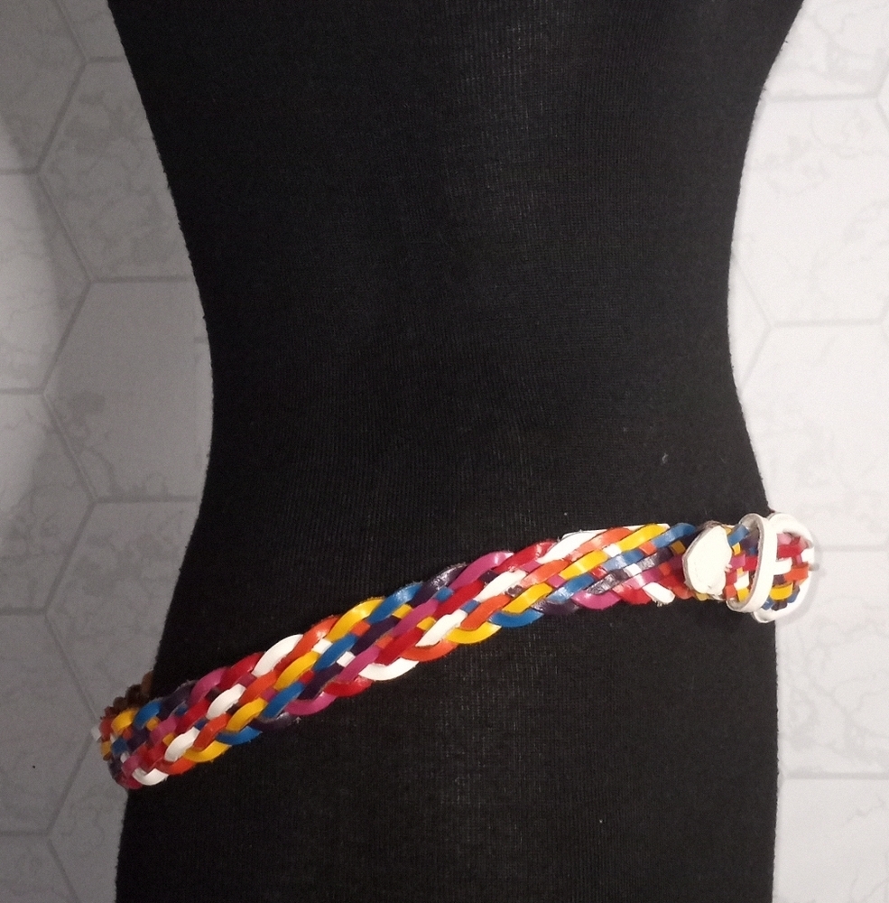 80’s Leather Braided Rainbow Belt